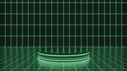 Green abstract background with a digital grid pattern for technology and data concept