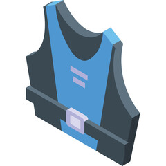 Blue and Gray Tactical Vest With Belt And Square Buckle On A Transparent Background