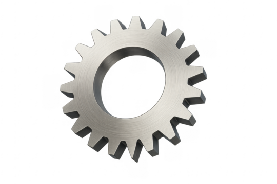 Metal gear cog industrial mechanism on transparent background