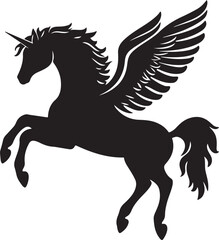 Pegasus Flying Horse Silhouette Vector on Transparent Background