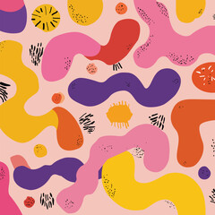 Colorful Abstract Organic Shapes Pattern Vector Design