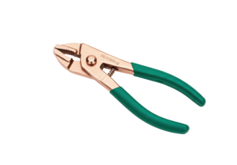 Isolated slip joint pliers tool with green handles is ready for plumbing maintenance job