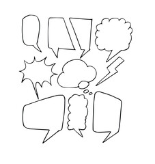 Message comments chat box. Collection of speech bubbles, text boxes and conversation chats in comics. Vektor set of speech bubbles