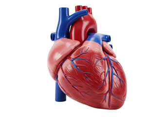 Isolated heart model with arteries and veins for anatomical study, human cardiology education