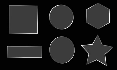 Assorted gray geometric shapes displayed on a plain black backdrop.