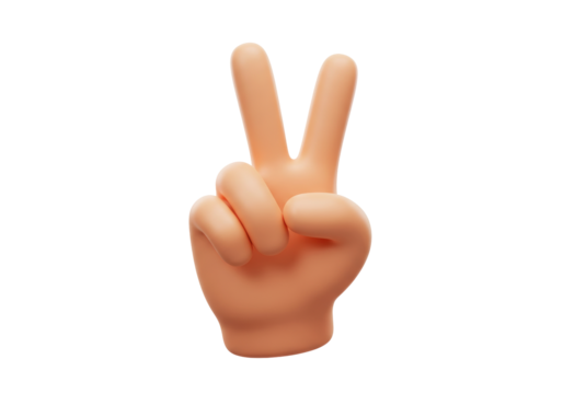 Isolated emoji hand gesturing peace, victory, okay, or love sign, communication concept