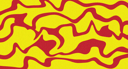 Vibrant abstract pattern with flowing red lines on a bright yellow background