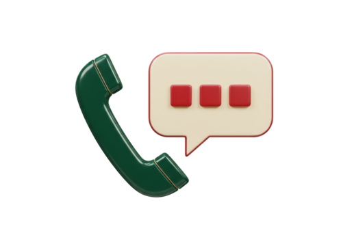 Isolated Telephone Handset and Speech Bubble, Modern Communication Connection Concept, 3D Render
