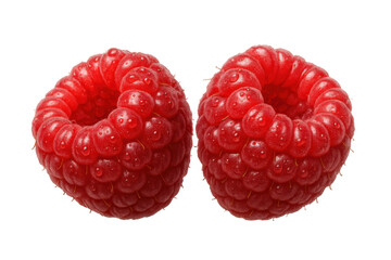 Obraz premium Fresh red raspberries with water drops, isolated on a transparent background, depicting a healthy and sweet fruit