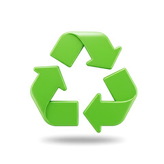 Obraz premium Green recycling symbol with three chasing arrows on a white background