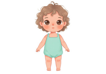 Isolated cartoon of a cute baby wearing a pastel-colored onesie and ready to play or cuddle