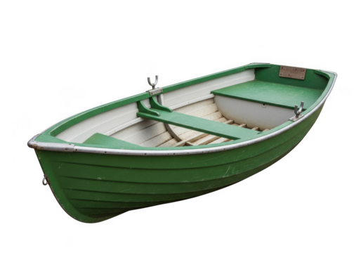 Green rowboat isolated on transparent background
