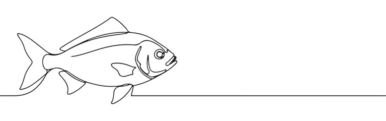 Minimalist continuous line art of a single fish, ideal for marine themes and elegant designs.