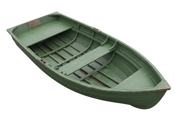 Green rowboat isolated on transparent background