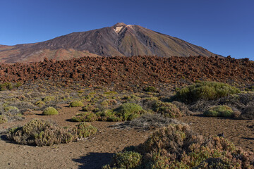 Mount Teide and volcanic lava field