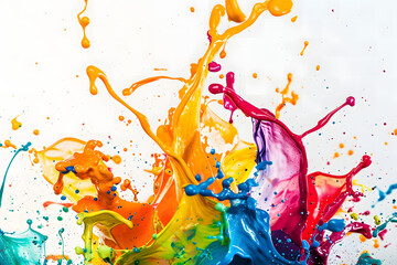 Colorful Paint Splashes Bursting Forth in a Vibrant Display of Artistic Energy and Fluidity