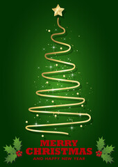 Elegant holiday background with gold tree