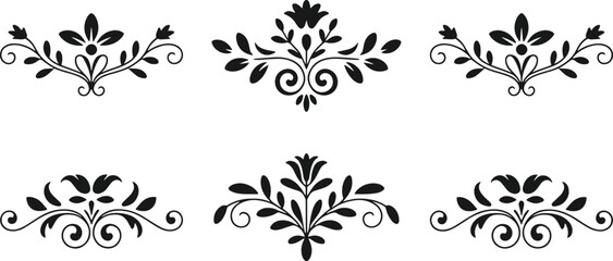 Elegant Decorative Ornament Design Elements Vignettes Flourishes Calligraphic Vector