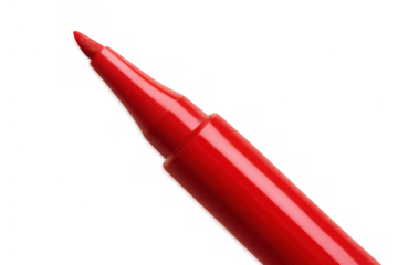 Red felt tip marker pen highlighting importance, drawing attention, creating signage, transparent background