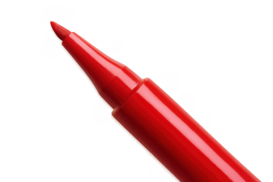 Red felt tip marker pen highlighting importance, drawing attention, creating signage, transparent background