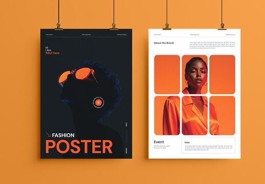 Dark & Orange Modern Fashion Poster Design