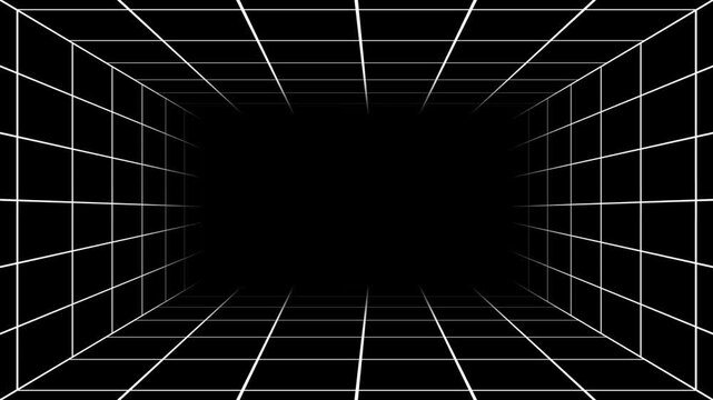 3d perspective grid tunnel loop animation retro background