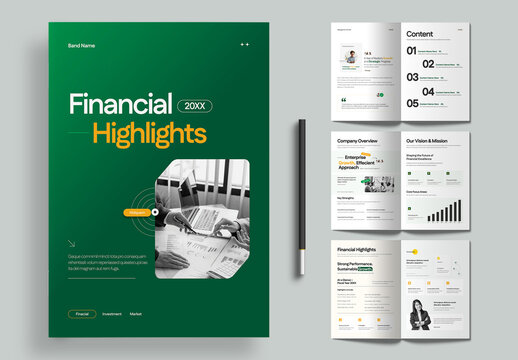 Modern Green Annual Business Financial Highlights Report Template