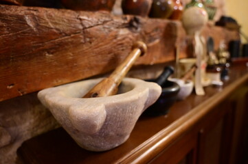 old Marble mortar and pestle