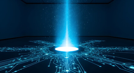 Blue light emanating from center of a circuit board floor