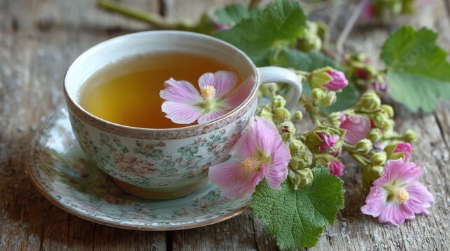 Marshmallow Root Tea. Herbal Althaea Tea with Nature's Healing Herbs and Flowers
