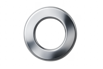 Letter o chrome 3d rendering with transparent background