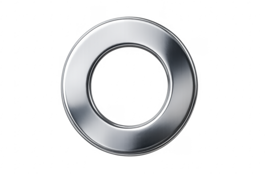 Letter o chrome 3d rendering with transparent background