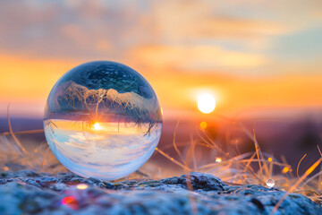 Crystal Ball Captures Sunset Reflection a Unique and Enchanting Perspective