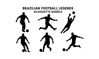 Brazilian football legends silhouette bundle
