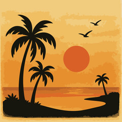 tropical beach with palm trees