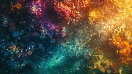 Fototapeta premium Vibrant underwater coral reef scene with colorful marine life.