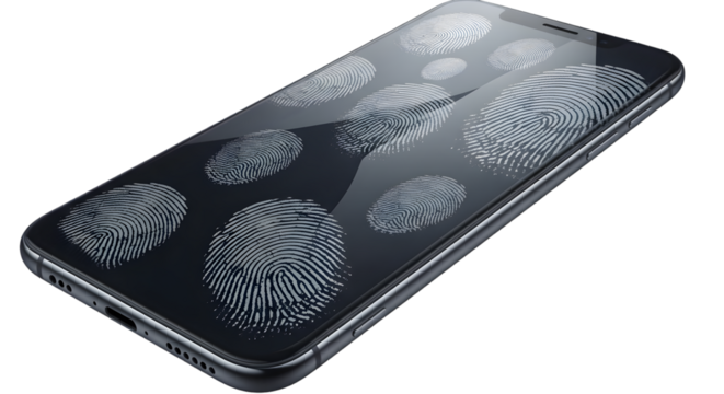 Smartphone with Fingerprint Scanner and Digital Touchscreen Display