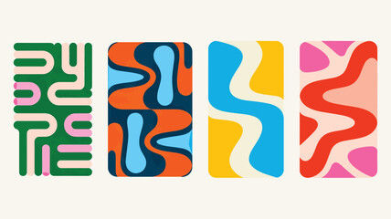 Four Vertical Abstract Geometric Shapes with Organic Forms vector digital