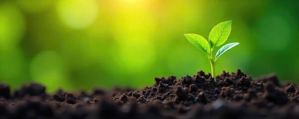 A vibrant seedling bursting from the earth, representing rapid growth and flourishing business expansion, symbolizing potential and prosperity , prosperity, sunlight