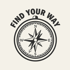Vintage Compass Find Your Way Illustration.