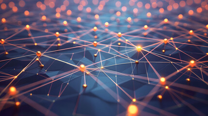 Interconnected Network of Glowing Spheres and Lines on Geometric Surface
