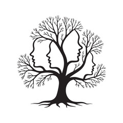 Obraz premium A striking vector illustration of a tree silhouette with its roots and branches creating a black symbol of nature