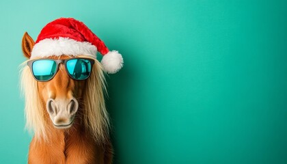 Festive Horse Fashion A Cool Horse Dressed for the Holidays, Posing with Humor in Studio Fun.
