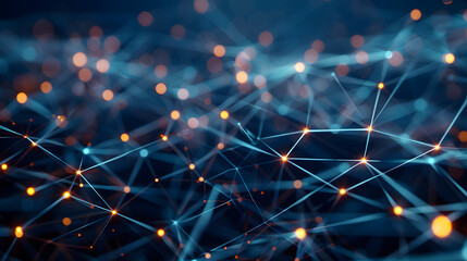 Abstract Plexus Network with Glowing Connections Representing Data Flow and Connectivity
