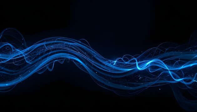 Abstract Black and Gray Background with Blue Lines — Modern 3D Futuristic Design with Metallic Linear Elements