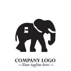 Majestic Elephant Logo Symbol in Black on White Background with Elegant Minimalist Modern Design