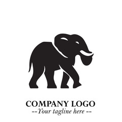 Majestic Elephant Logo Symbol in Black on White Background with Elegant Minimalist Modern Design