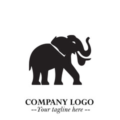 Majestic Elephant Logo Symbol in Black on White Background with Elegant Minimalist Modern Design