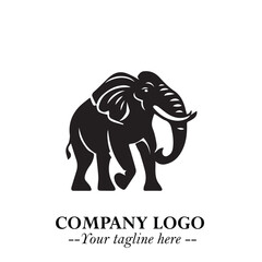 Obraz premium Majestic Elephant Logo Symbol in Black on White Background with Elegant Minimalist Modern Design