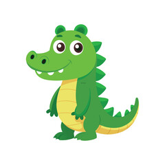 Cute Cartoon Crocodile vector Character , Adorable Green Crocodile Mascot